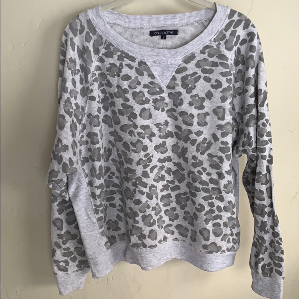 Animal print grey pull over sweatshirt